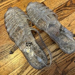 Vintage Retro 90s Y2K women’s  Clear Jelly Glitter Sandals Size 8 women’s jelly